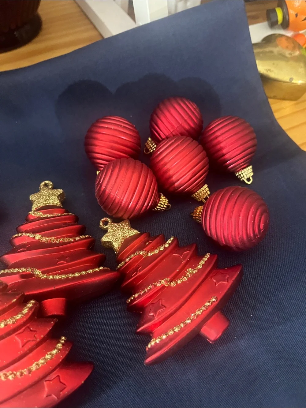 Red & Gold Christmas Tree and Bauble Ornament Set